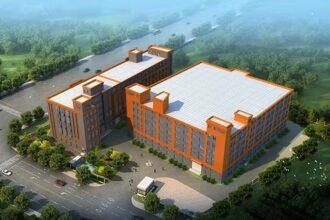 Modern perfume bottle factory with production workshop