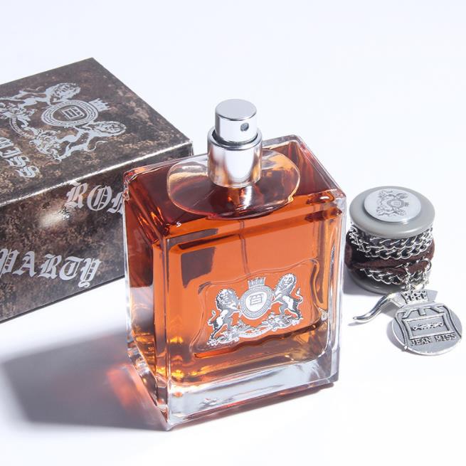 Elegant clear glass perfume bottle with custom design