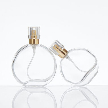 round transparent glass perfume spray bottle