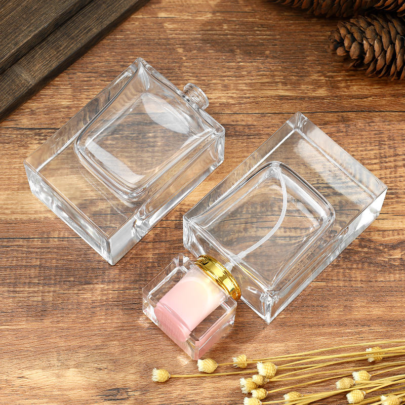 50ml clear rectangular glass perfume bottle