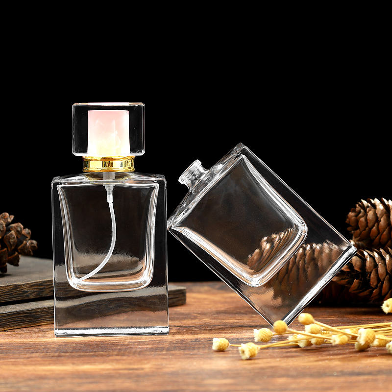 50ml clear rectangular glass perfume bottle