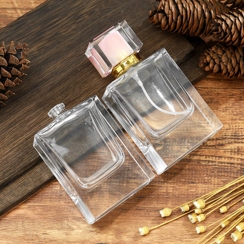 50ml clear rectangular glass perfume bottle