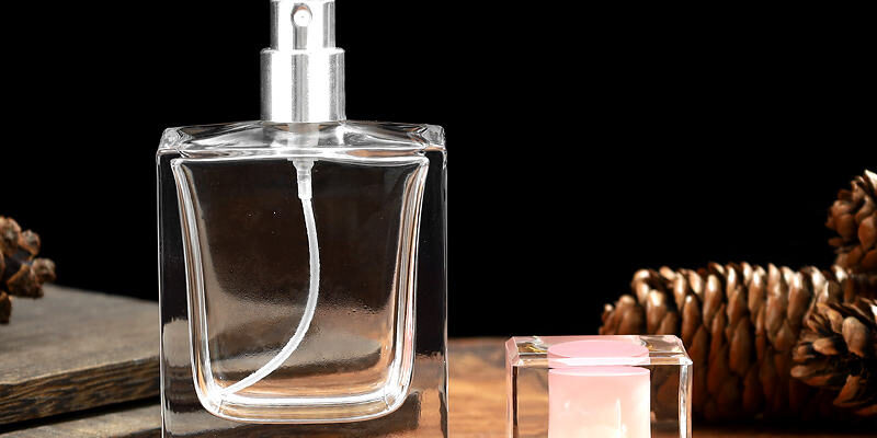 50ml clear rectangular glass perfume bottle