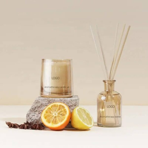 Luxury amber glass reed diffuser bottle