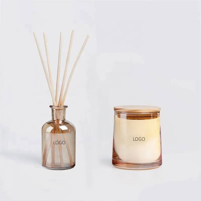 Luxury amber glass reed diffuser bottle