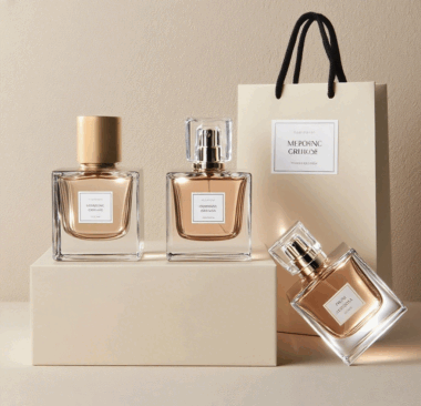 Square colorful glass perfume bottle