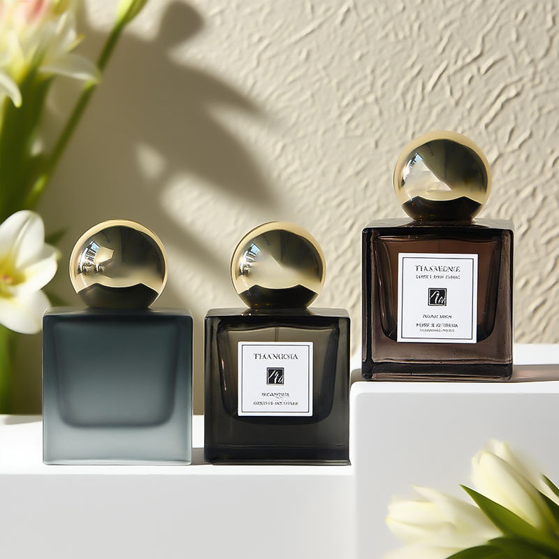 Square colorful glass perfume bottle