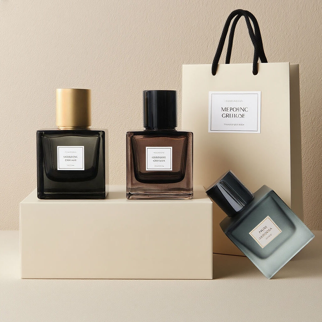 Square colorful glass perfume bottle