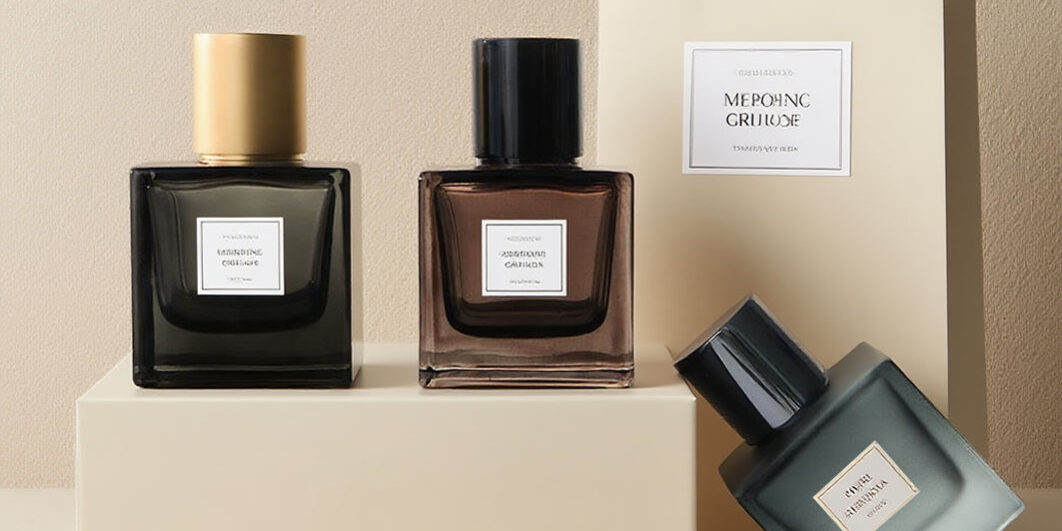 Square colorful glass perfume bottle