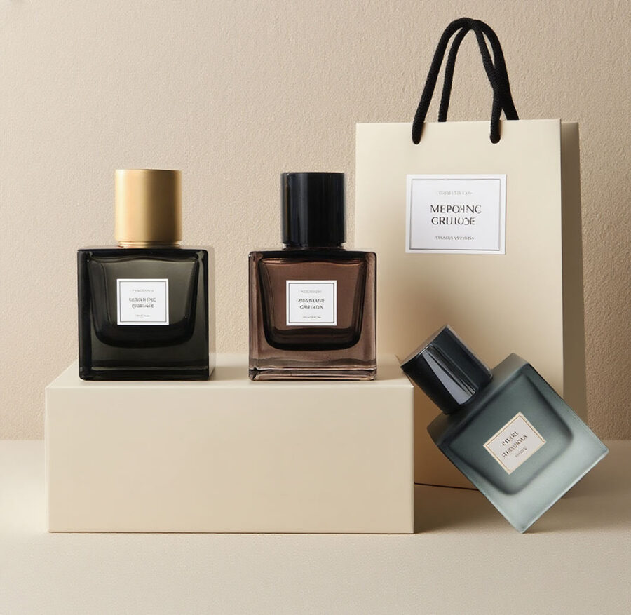 Square colorful glass perfume bottle