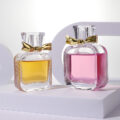 Flat round-edge bayonet glass perfume bottle
