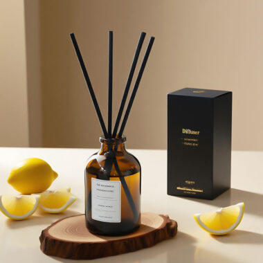 Amber round glass aromatherapy bottle