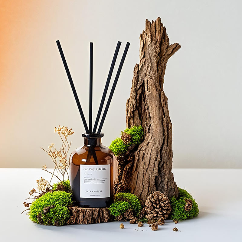 Amber round glass aromatherapy bottle