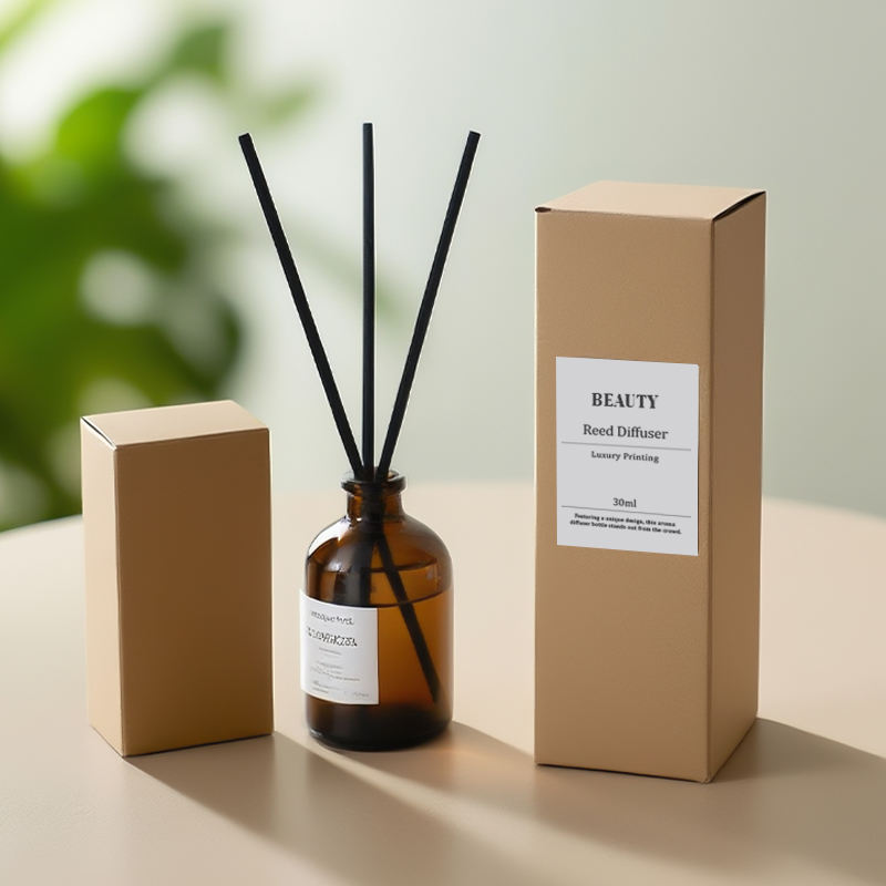 Amber round glass aromatherapy bottle