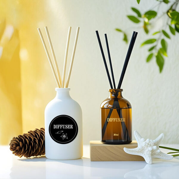 Amber round glass aromatherapy bottle