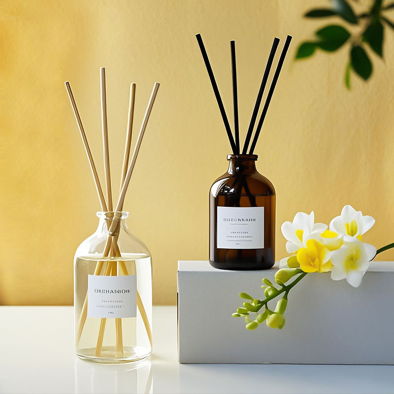 Amber round glass aromatherapy bottle