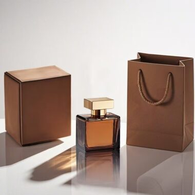 Brown square 50ml glass perfume bottle with custom logo design