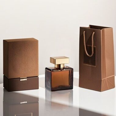 Brown square 50ml glass perfume bottle with custom logo design