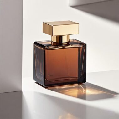 Brown square 50ml glass perfume bottle with custom logo design