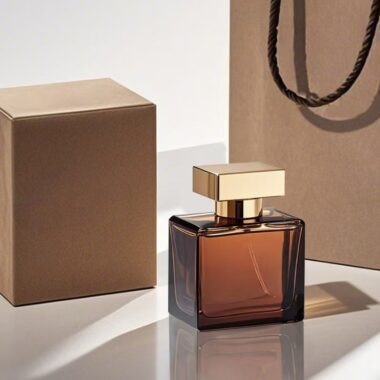 Brown square 50ml glass perfume bottle with custom logo design