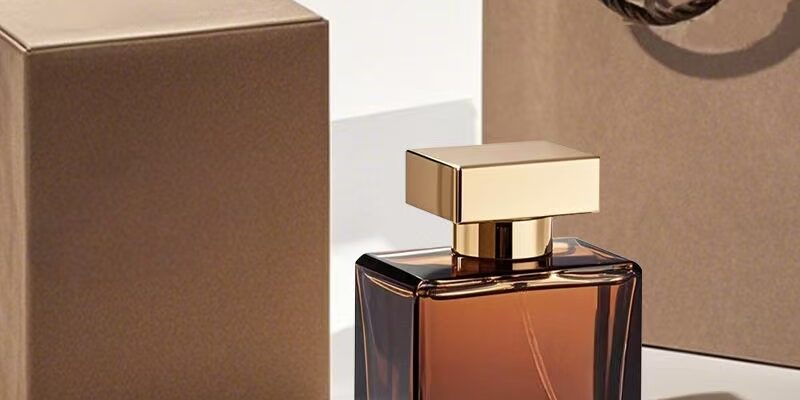 Brown square 50ml glass perfume bottle with custom logo design