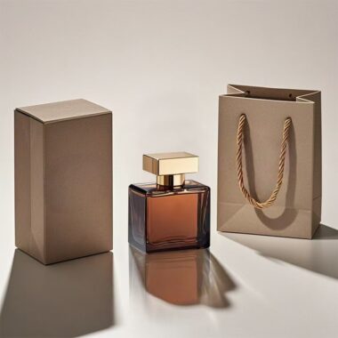 Brown square 50ml glass perfume bottle with custom logo design