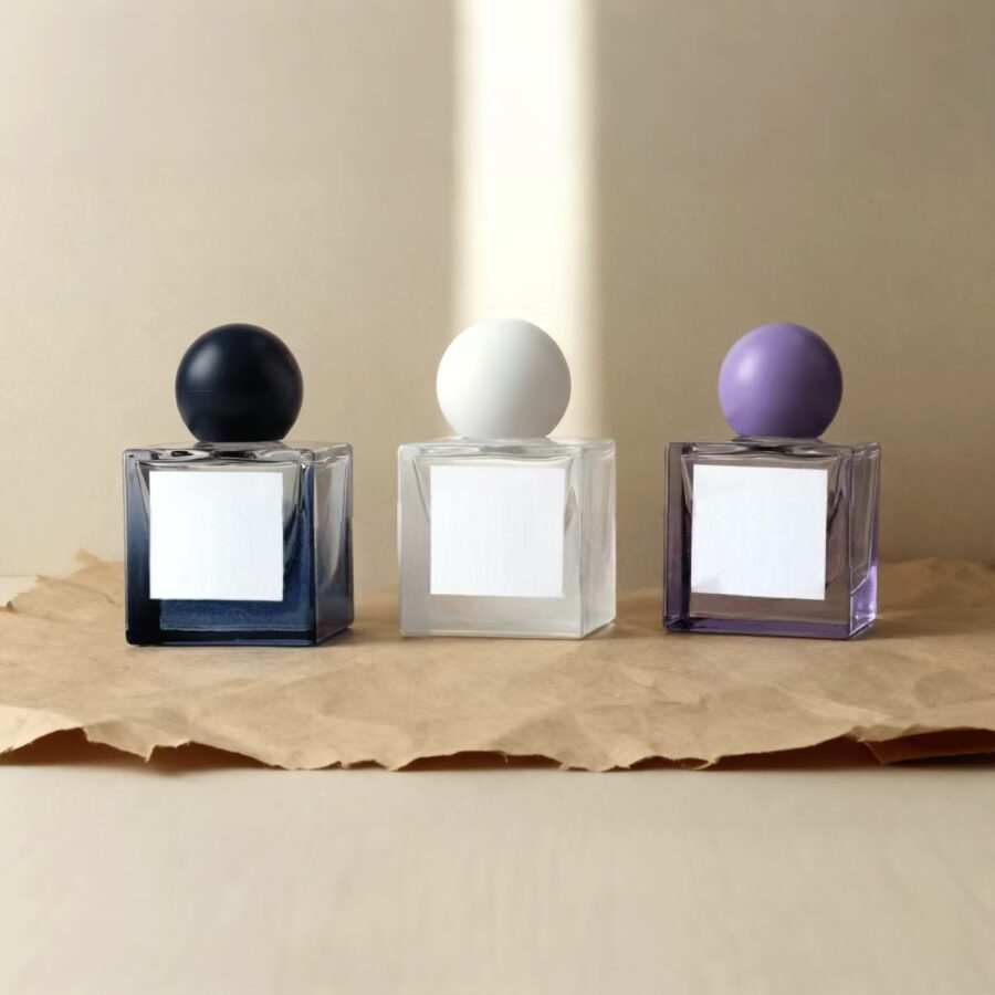 Custom colorful transparent men’s glass perfume bottle with sprayer