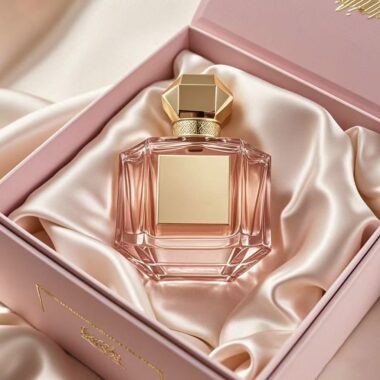 Custom pink women’s glass perfume bottle with elegant design