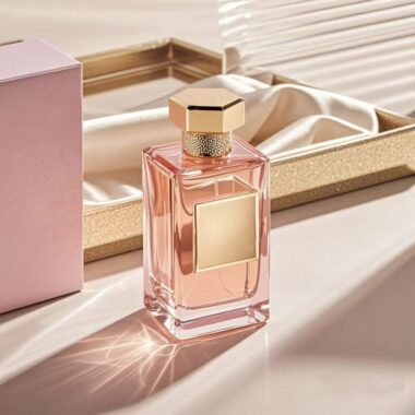 Custom pink women’s glass perfume bottle with elegant design