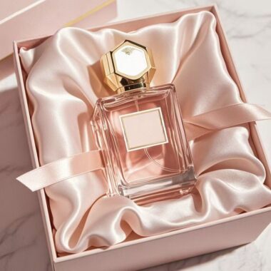 Custom pink women’s glass perfume bottle with elegant design