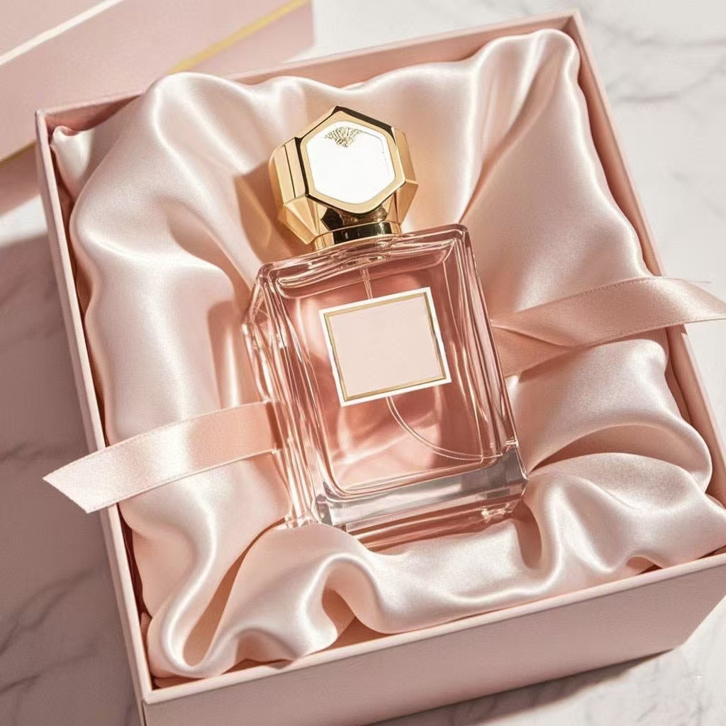 Custom pink women’s glass perfume bottle with elegant design