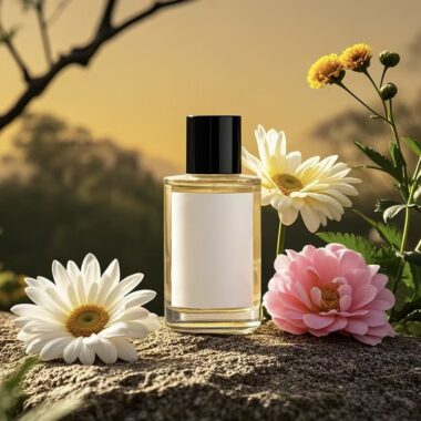 Clear cylindrical refillable glass perfume bottle with pump spray