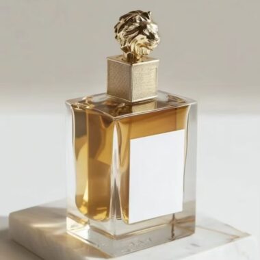 Elegant square clear glass perfume bottle with sprayer design