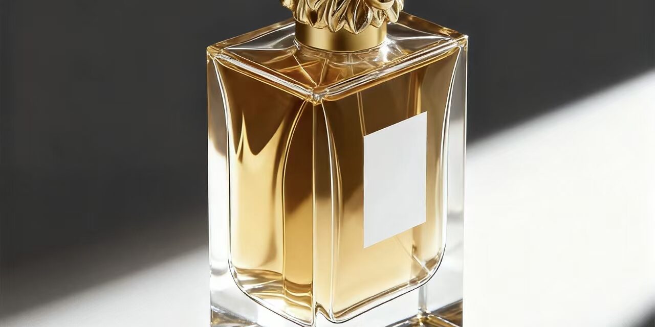 Elegant square clear glass perfume bottle with sprayer design