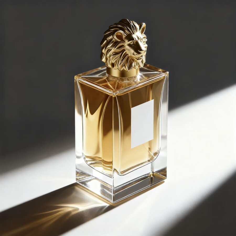 Elegant square clear glass perfume bottle with sprayer design