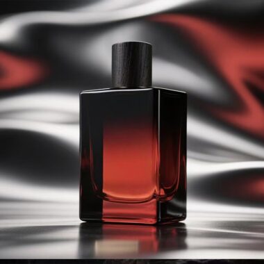 Gradient black and red luxury glass perfume bottle design