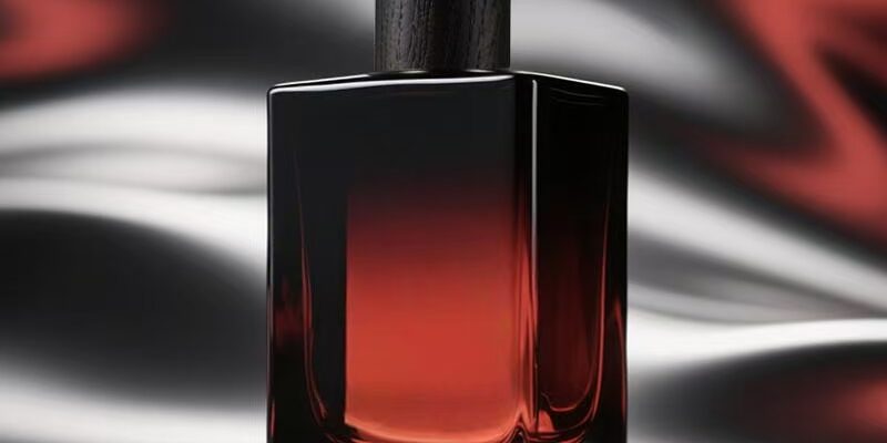 Gradient black and red luxury glass perfume bottle design