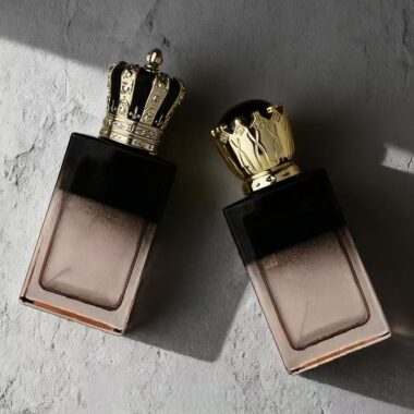 Luxury gradient color glass perfume bottle with crown cap