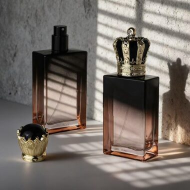 Luxury gradient color glass perfume bottle with crown cap