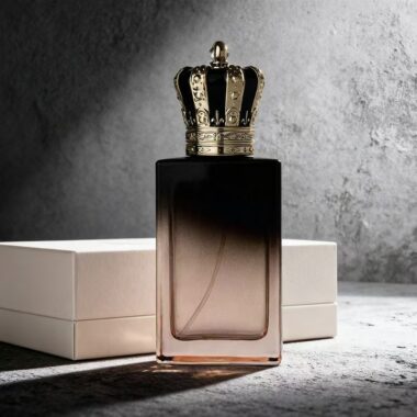 Luxury gradient color glass perfume bottle with crown cap