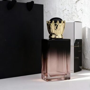 Luxury gradient color glass perfume bottle with crown cap