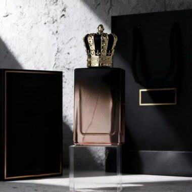 Luxury gradient color glass perfume bottle with crown cap