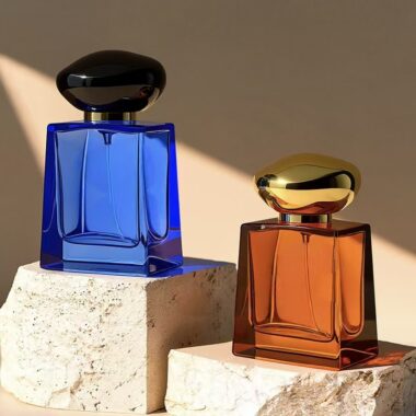 Luxury irregular curved clear glass perfume bottle design