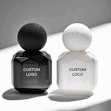 Luxury glass perfume bottle with round ball cap in 30ml 50ml