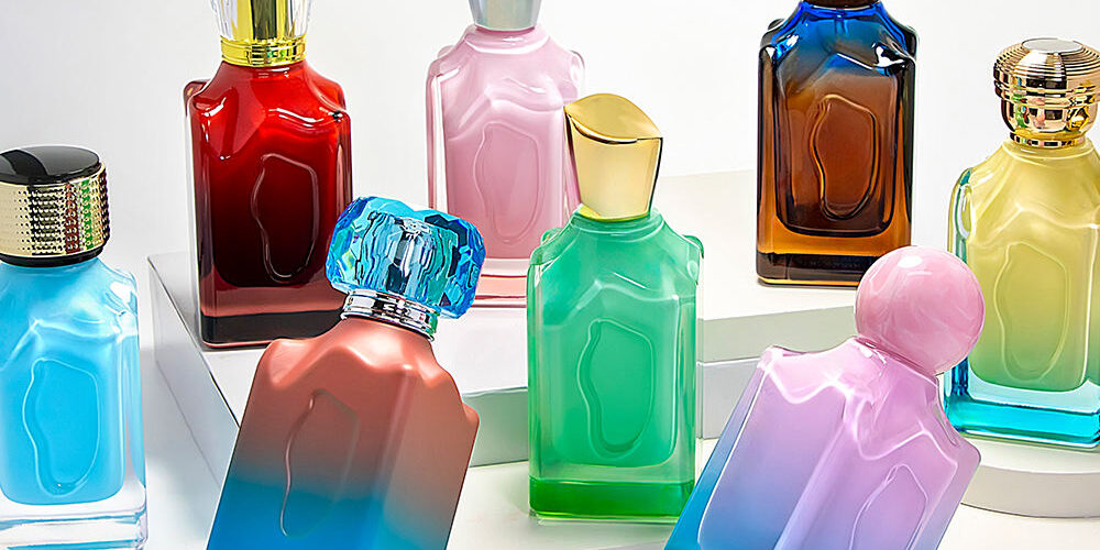 Luxury gradient spray premium glass perfume bottle design