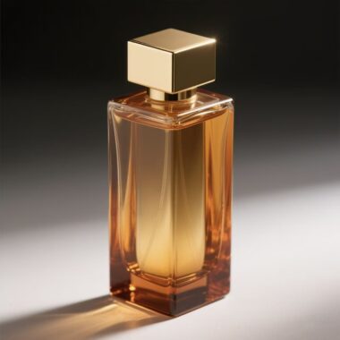 Custom luxury clear square glass perfume bottle with gold cap