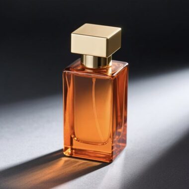 Custom luxury clear square glass perfume bottle with gold cap