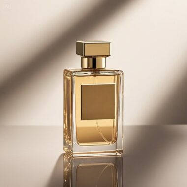 Custom luxury clear square glass perfume bottle with gold cap