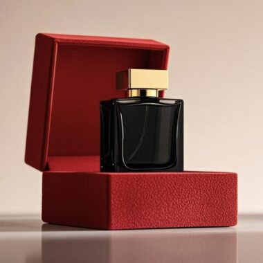 Clear square glass men’s perfume bottle with spray design