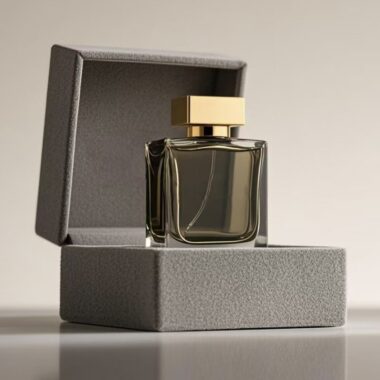 Clear square glass men’s perfume bottle with spray design